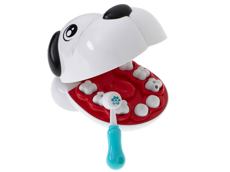 Piesek z chorymi ząbkami u dentysty wylecz ząbek pies dla dzieci