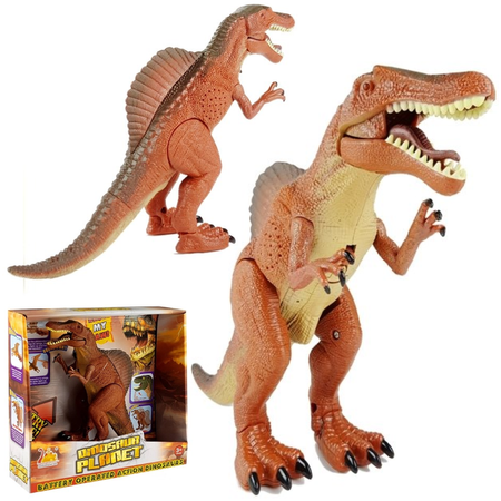 Dinozaur Tyranozaur na baterie dla dzieci chodzi ryczy chodzący dinozaur pomarańczowy