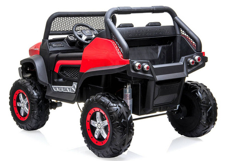 Duży samochód na akumulator dla dzieci auto Mercedes Unimog czerwono-czarny światła LED