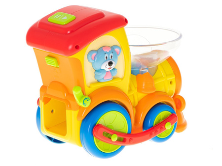 Interaktywna lokomotywa Pociąg dla dzieci Edukacyjna ciuchcia z piłeczkami Nauka celowania HOLA 958