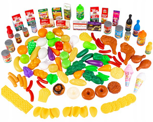 Plastikowe zabawkowe jedzenie dla dzieci, warzywa i owoce zestaw kuchnia 120 sztuk