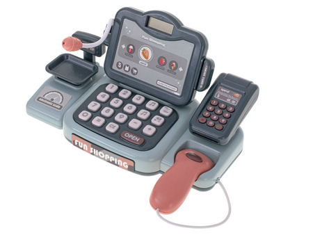 Zabawkowa kasa fiskalna sklepowa dla dzieci koszyk waga mikrofon