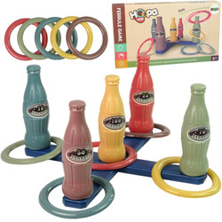 Gra zręcznościowa dla dzieci rzut obręczami do celu butelki