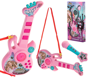 Gitara elektryczna dla dziewczynki Zestaw muzyczny z mikrofonem różowa