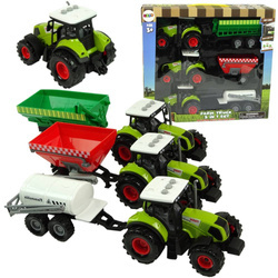 Zestaw trzech traktorów z naczepami do zabawy dla dzieci  efekty dźwiękowe