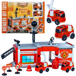 Zestaw Straż Pożarna Remiza strażacka do złożenia dla dzieci Samochody strażackie 59 elementów