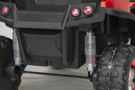 Duży samochód na akumulator dla dzieci auto Mercedes Unimog czerwono-czarny światła LED