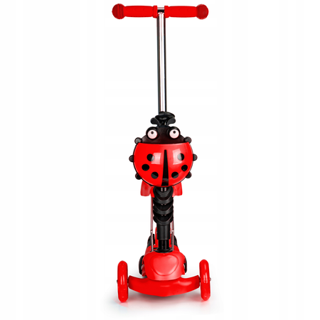 Hulajnoga z siedziskiem dla dzieci trójkołowa jeździk 3 koła kauczuk LED Ecotoys YM-SC-6 RED