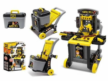 Warsztat naprawczy z narzędziami i walizką małego majsterkowicza