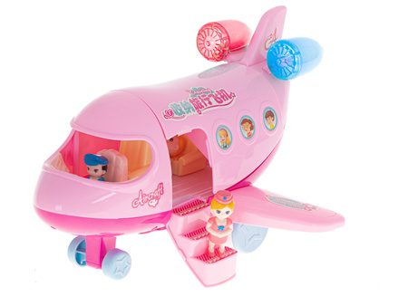 Duży samolot Transporter z akcesoriami i mebelkami różowy Odrzutowiec 