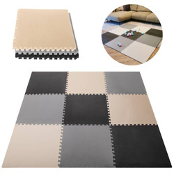 Edukacyjna mata piankowa puzzle piankowe dla dzieci szaro-kremowo-grafitowe 9 el. 180x180 cm