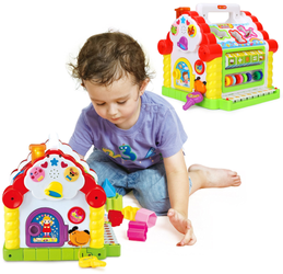 Edukacyjny domek Zabawka interaktywna dla dzieci Sorter z pianinkiem i liczydłem