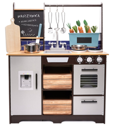 Duża drewniana kuchnia Kuchenka dla dzieci XXL z akcesoriami LOFT Warzywa Przybory kuchenne