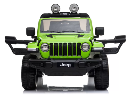 Samochód na akumulator zielony Jeep Wrangler Rubicon elektryczny Auto dla dzieci 2 silniki 45W światła LED