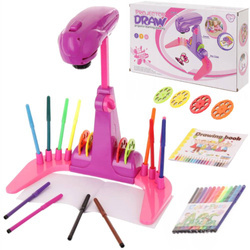 Rzutnik projektor do nauki rysowania dla dzieci różowy 32 wzory
