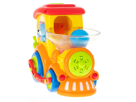 Interaktywna lokomotywa Pociąg dla dzieci Edukacyjna ciuchcia z piłeczkami Nauka celowania HOLA 958