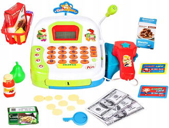 Duża sklepowa kasa fiskalna z akcesoriami dla dzieci kalkulator skaner