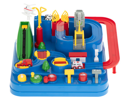 Interaktywny tor samochodowy z przeszkodami dla dzieci 4 samochody Wyścigi pojazdów Parking dla autek