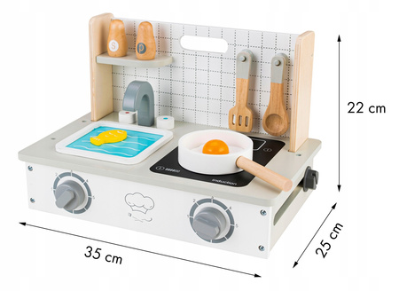 Drewniana kuchnia mini kuchenka dla dzieci akcesoria przybory kuchenne Ecotoys TL10159