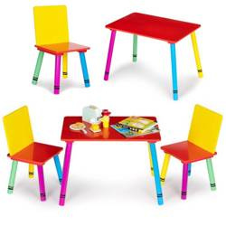 Zestaw komplet mebli dla dzieci kolorowy stół dwa krzesełka Ecotoys