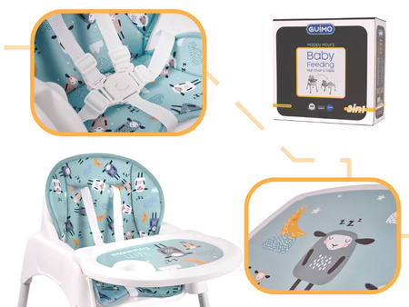 Krzesełko do karmienia + stolik 3w1 zielony