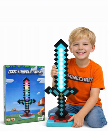 Lampka nocna miecz Minecraft dla dzieci LED 7 kolorów 35 cm
