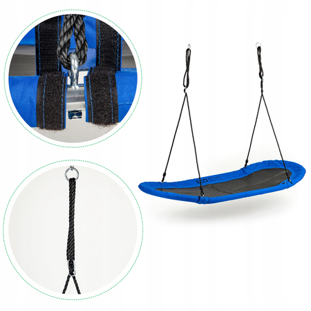 Duża huśtawka ogrodowa Bocianie gniazdo dla dzieci XXL Ecotoys niebieska MIR624 BLUE