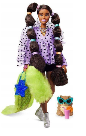 Barbie Lalka Extra Zielone futro nr 7