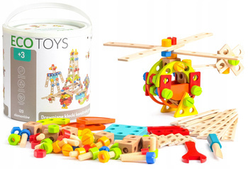 Drewniane edukacyjne klocki konstrukcyjne dla dzieci zestaw Ecotoys TL86002