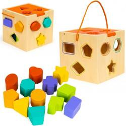Drewniany sorter z klockami kostka edukacyjna dla dzieci Ecotoys