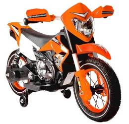 Duży motocykl elektryczny dla dzieci motor na akumulator ze światłem LED pomarańczowy FB-6186
