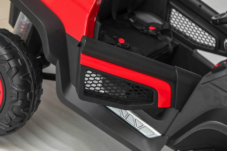 Duży samochód na akumulator dla dzieci auto Mercedes Unimog czerwono-czarny światła LED