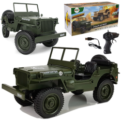 Zdalnie sterowany wojskowy samochód Jeep 1:10 2,4GHz Auto RC zielony
