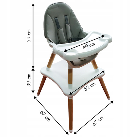 Krzesełko fotelik ze stoliczkiem do karmienia dzieci szare Ecotoys B0017-6 GRAY