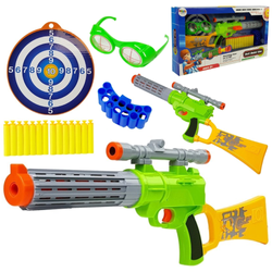 Zabawkowy karabin na naboje piankowe z tarczą i okularami Pistolet dla dzieci zielony
