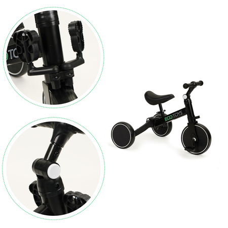 Rowerek biegowy z pedałami Rower trójkołowy dla dzieci 4w1 Ecotoys czarny YM-BB-6 BLACK