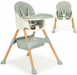 Krzesełko do karmienia dzieci Fotelik 2w1 z tacką szary Ecotoys HC-823S AZURE