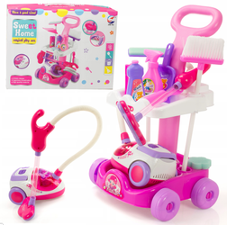 Duży zestaw do sprzątania dla dzieci Wózek z interaktywnym odkurzaczem i akcesoriami