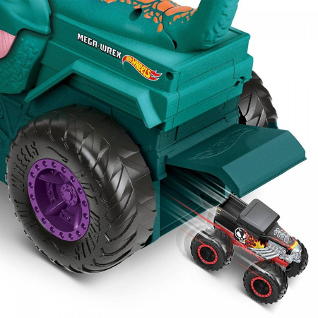 Hot Wheels Monster Truck Mega Wrex dinozaur pożeracz aut dla dzieci + samochodzik