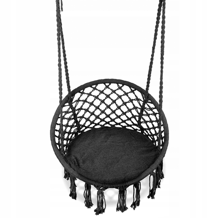 Wiszący fotel Bocianie gniazdo z poduszką Krzesło ogrodowe czarne Modernhome GW-076B + PODUSZKA