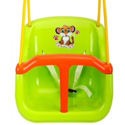 Huśtawka kubełkowa dla dzieci zielona z pasami bezpieczeństwa