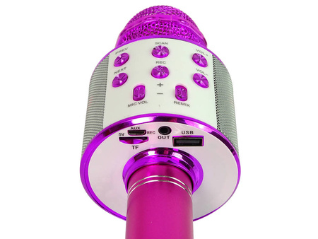 Mikrofon bezprzewodowy różowy dla dzieci USB karaoke głośnik nagrywanie