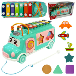 Interaktywny autobus edukacyjny dla dzieci Sorter i cymbałki HUANGER