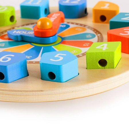Edukacyjny drewniany zegar sorter dla dzieci świecący 3w1
