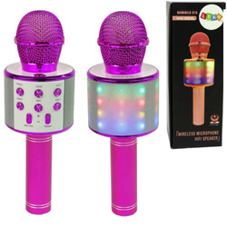 Mikrofon bezprzewodowy różowy dla dzieci USB karaoke głośnik nagrywanie
