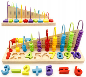 Drewniana zabawka edukacyjna dla dzieci liczydło klocki cyfry Ecotoys