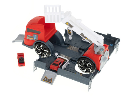 Duży transporter Ciężarówka dla dzieci Laweta Parking z zestawem samochodów Auta 2w1 Straż Pożarna