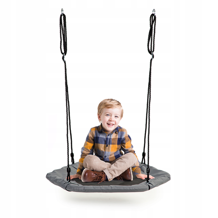 Sześciokątna huśtawka ogrodowa dla dzieci Bocianie gniazdo Ecotoys szara 95 cm MIR6023 GRAY