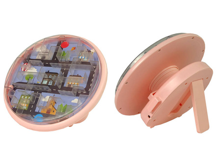 Interaktywna zabawkowa kierownica dla dzieci różowa labirynt światło dźwięk