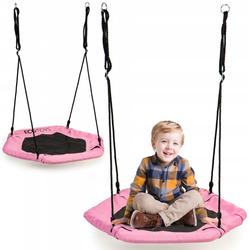 Sześciokątna huśtawka ogrodowa dla dzieci Bocianie gniazdo Ecotoys różowa 95cm MIR6023 PINK